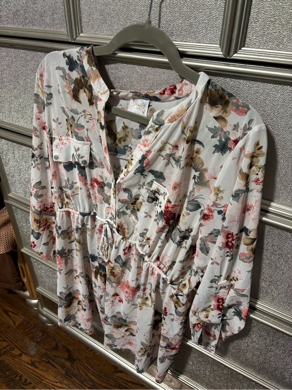 Siren Lily White Floral Drawstring Blouse Sheer
